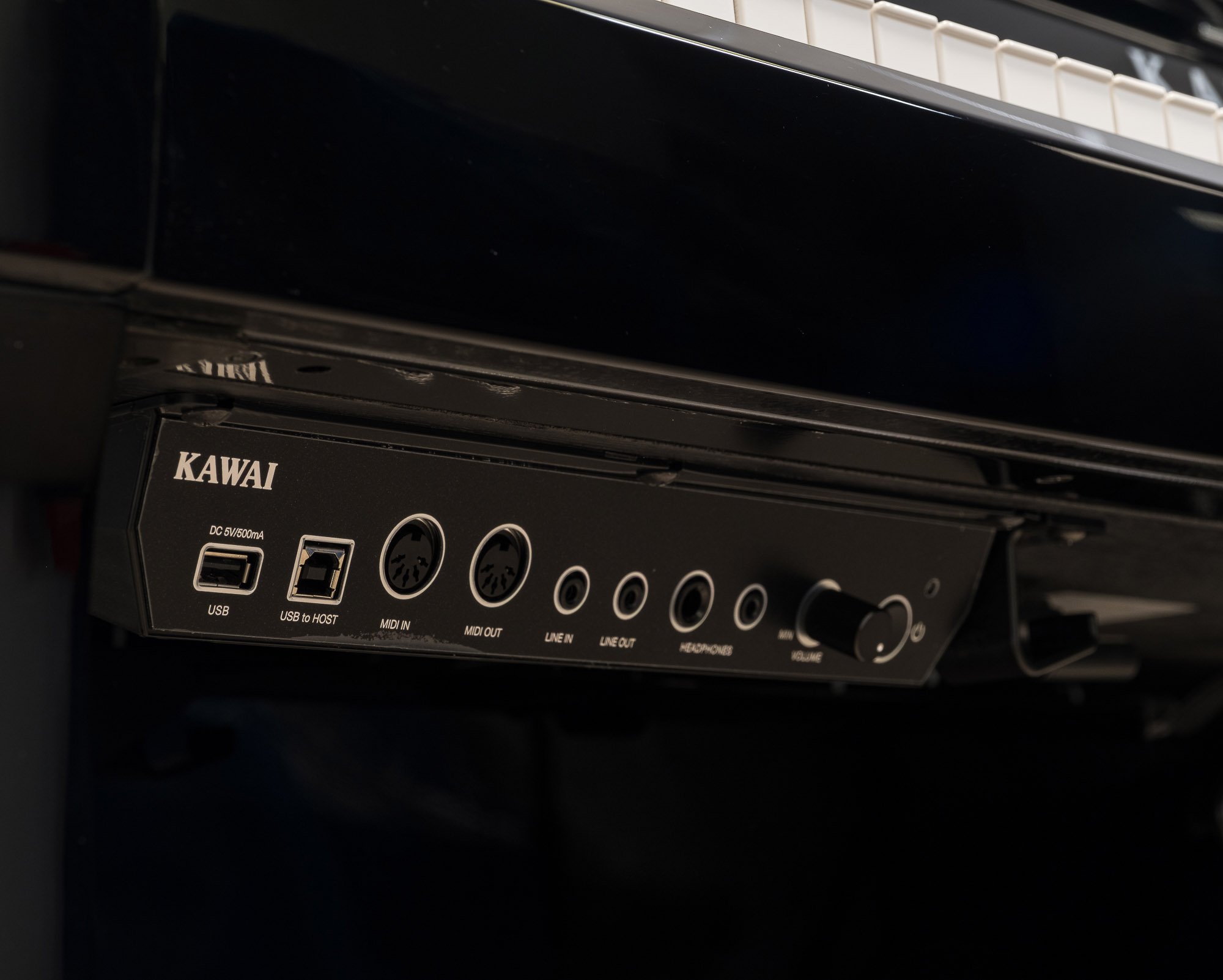 Kawai K200 ATX4 Silent Piano in Polished Black with Chrome Fittings